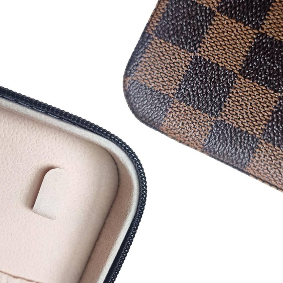 Vintage Jewelry Travel Case in Brown Check - Picture 5 of 8